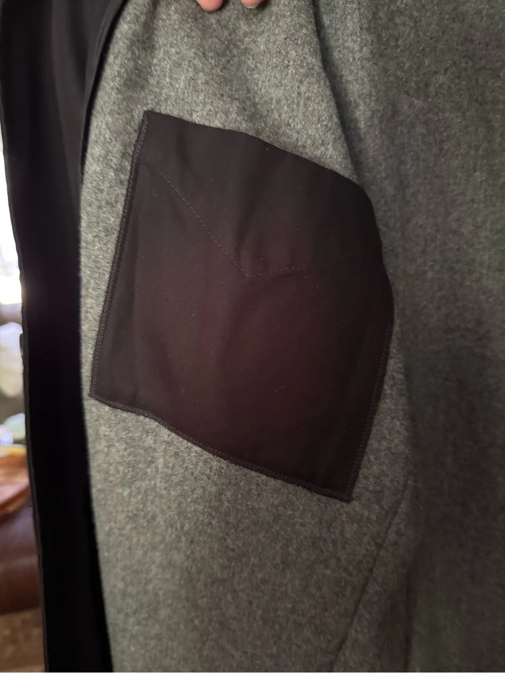 Banana Republic Dark Brown Men's Overcoat- hole on arm